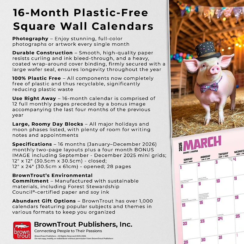 Pigsty 2026 Wall Calendar - Online Only