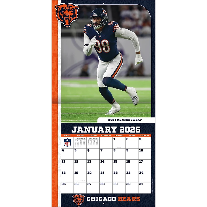 NFL Chicago Bears 2026 Wall Calendar - Online Only