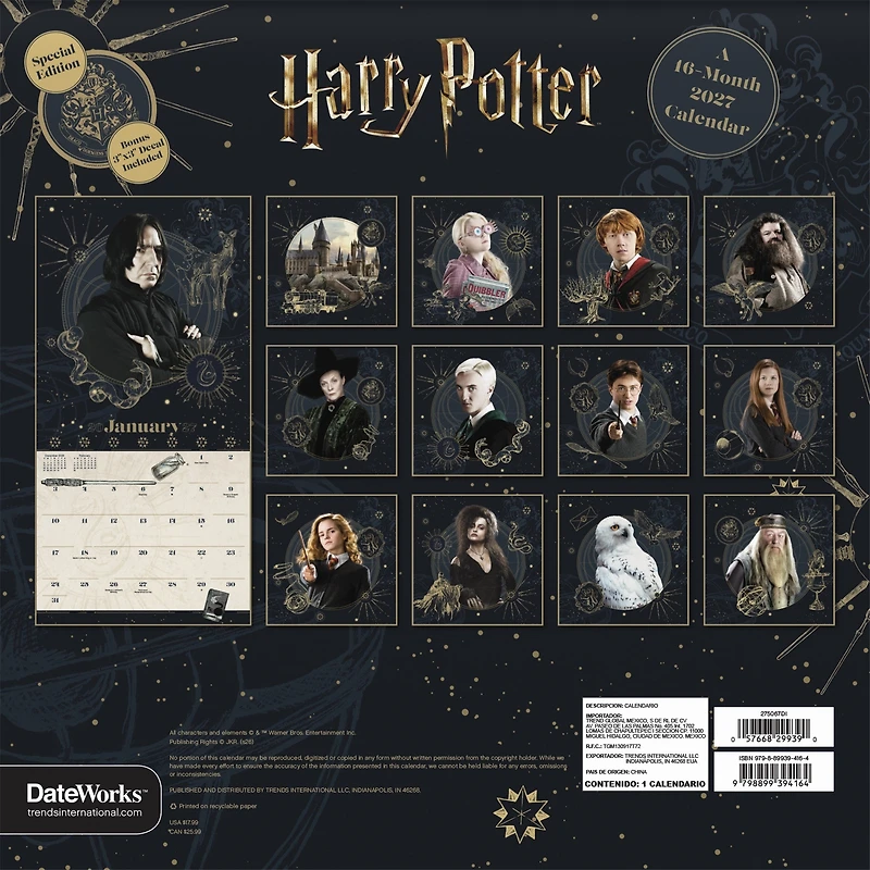 Harry Potter Exclusive with Decal 2027 Wall Calendar