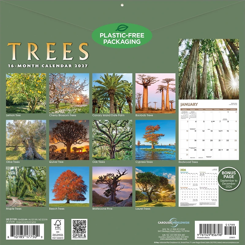 Trees 2027 Wall Calendar