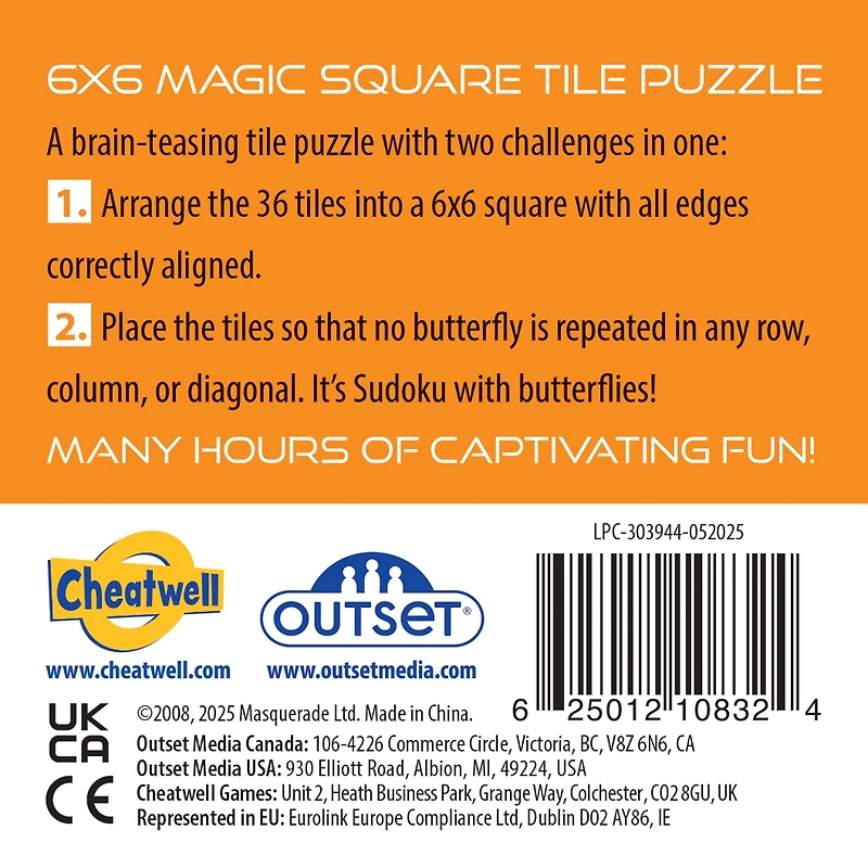 Butterflies Magic Square 36 Piece Puzzle - Online Only