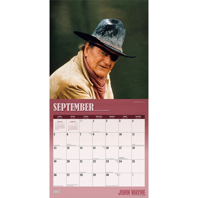 John Wayne 2027 Wall Calendar