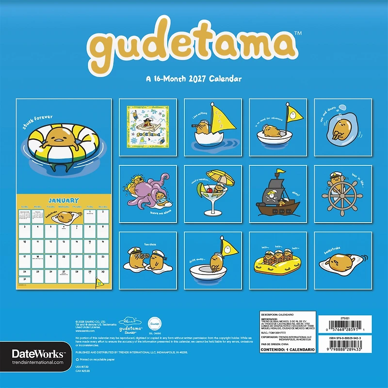 Gudetama 2027 Wall Calendar - Online Only