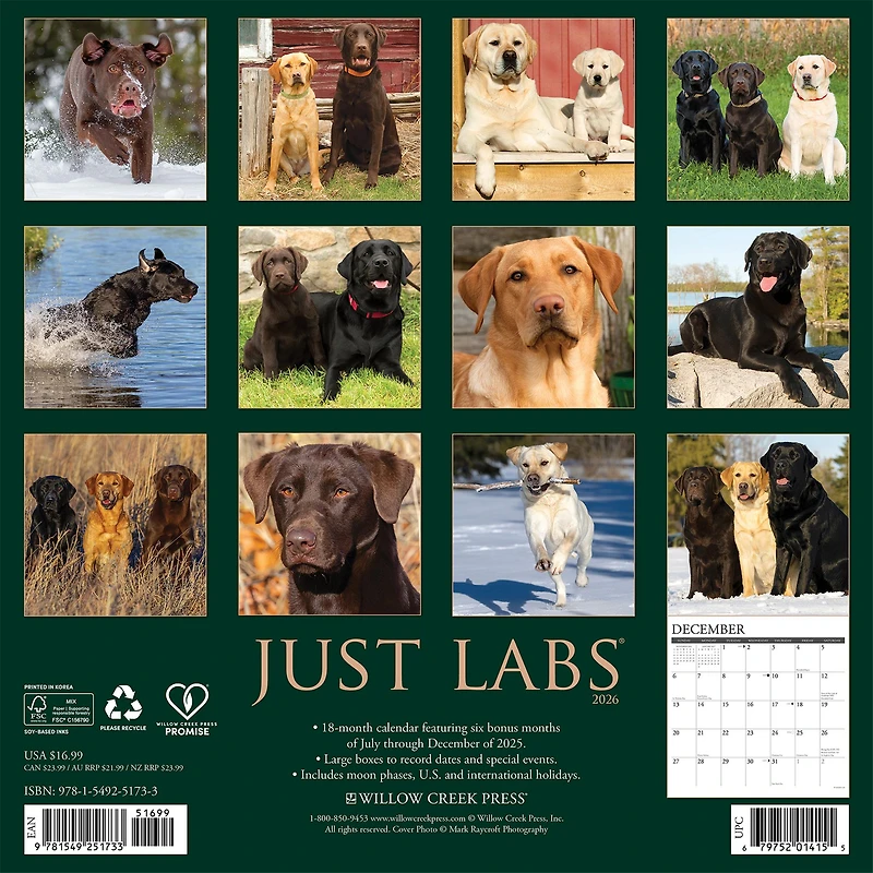 Just Labs 2026 Wall Calendar