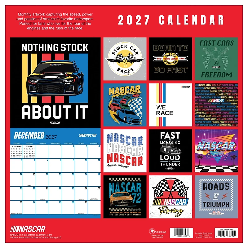NASCAR Born to Go Fast 2027 Wall Calendar