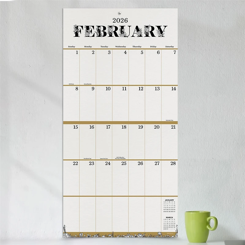 Big Grid Floral 2026 Wall Calendar