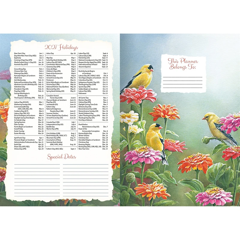 Songbirds 2027 Monthly Engagement Calendar