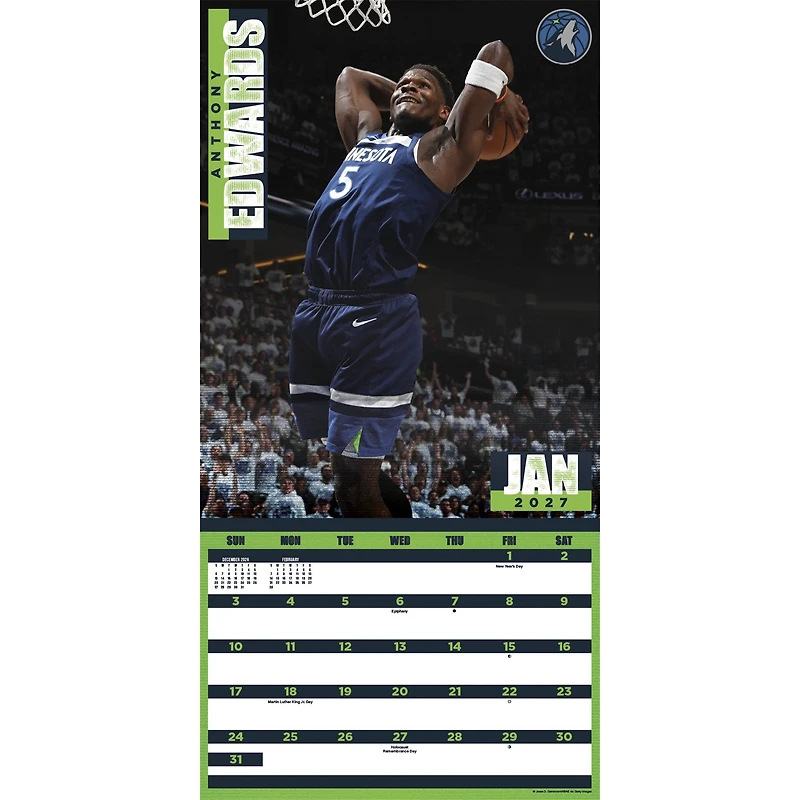NBA Dunks 2027 Wall Calendar
