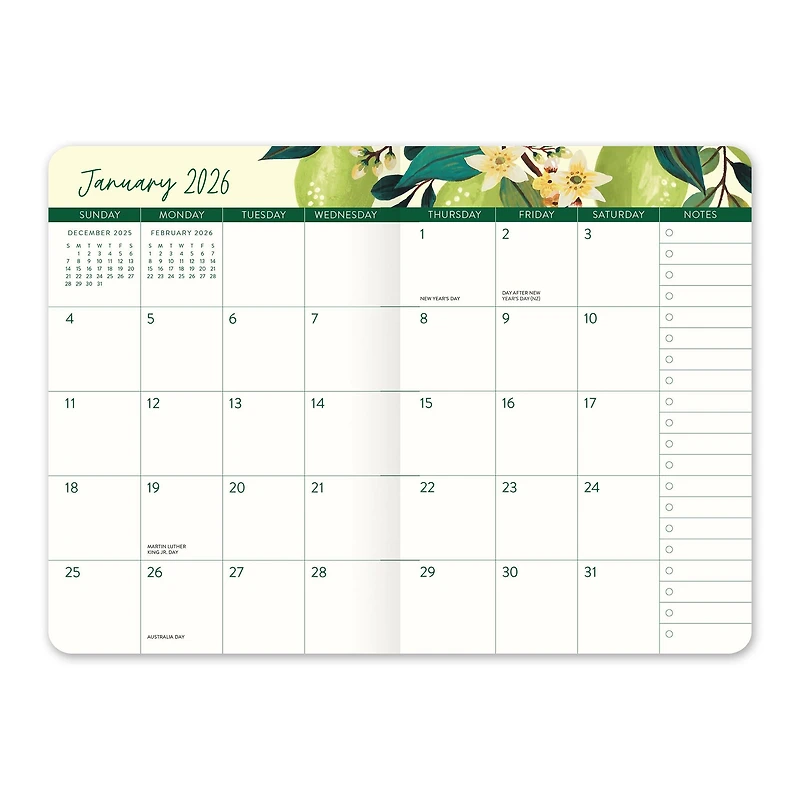 Fruit Flora 2025-2026 Monthly Pocket Planner Calendar - Online Only