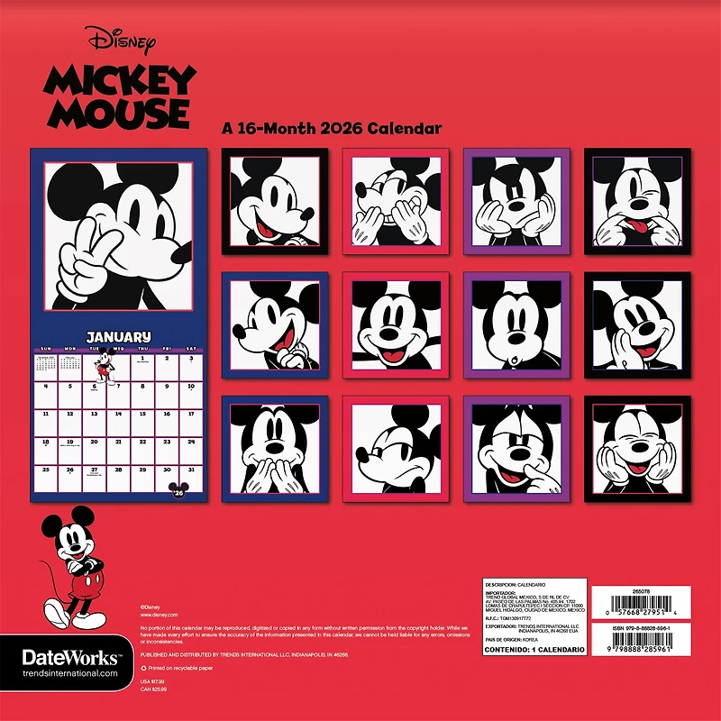 Mickey Mouse 2026 Wall Calendar