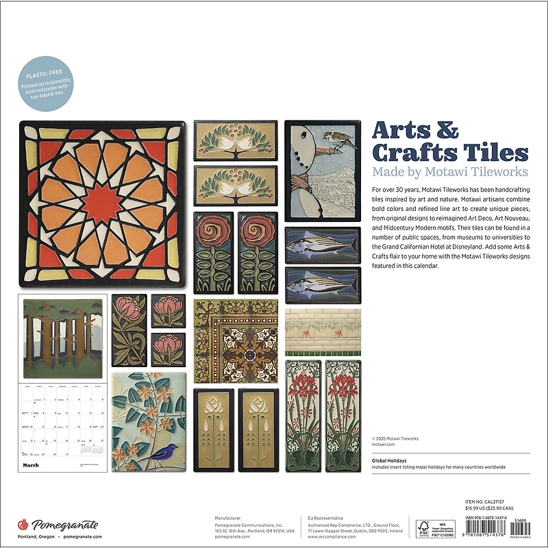 Arts and Crafts Tiles 2027 Wall Calendar - Online Only