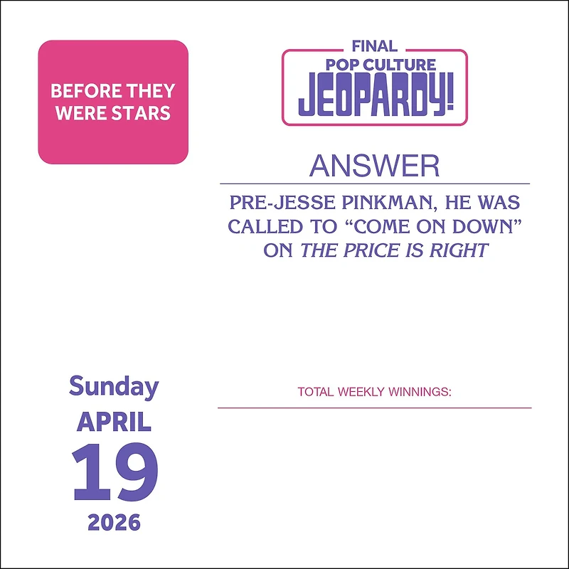 Pop Culture Jeopardy! 2026 Box Calendar - Online Only