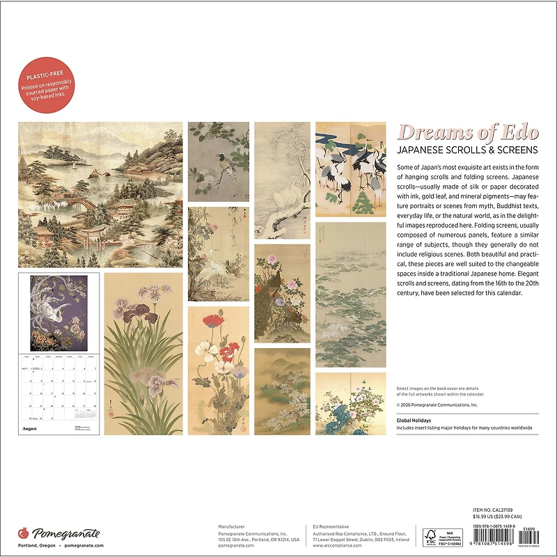 Dreams of Edo Japanese Scrolls and Screens 2027 Wall Calendar