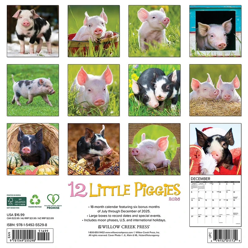 12 Little Piggies 2026 Wall Calendar - Online Only