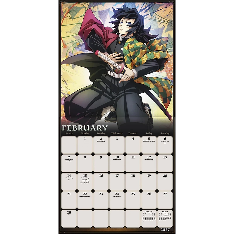 Demon Slayer Kimetsu no Yaiba 2027 Exclusive Wall Calendar with Decal
