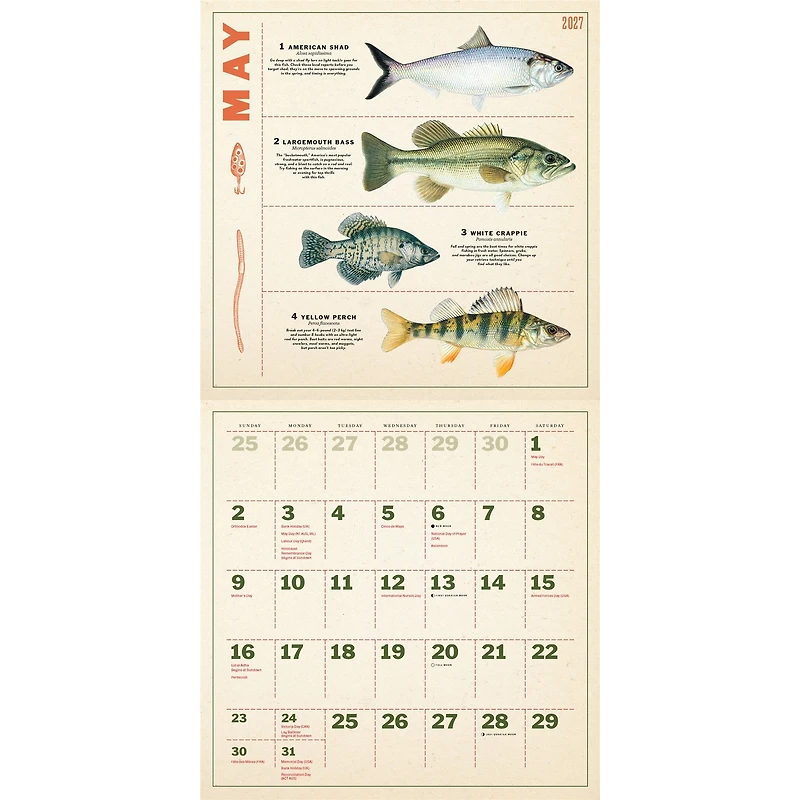 Twelve Months of Fishing 2027 Wall Calendar