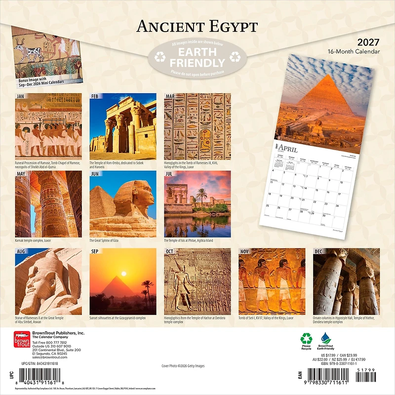 Ancient Egypt 2027 Wall Calendar - Online Only
