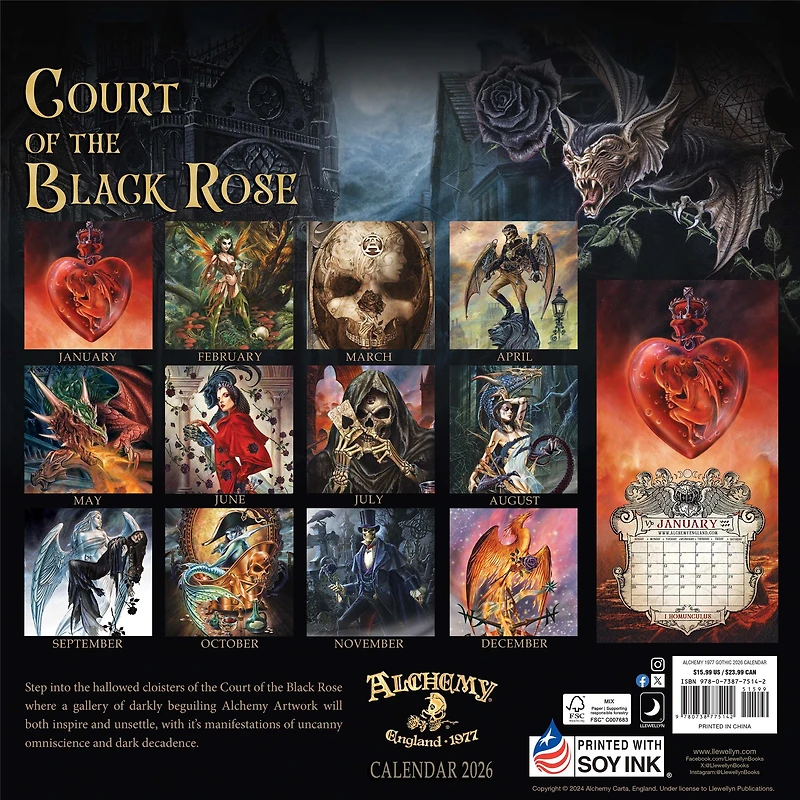 Alchemy 1977 Gothic 2026 Wall Calendar