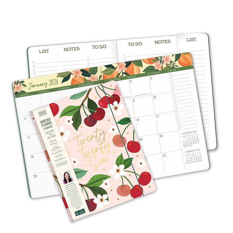 Fruit And Flora Just Right 2025-2026 Monthly Planner Calendar