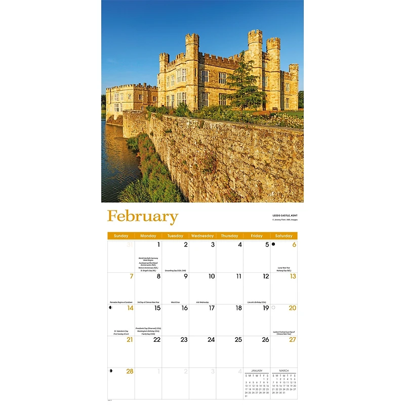 England 2027 Wall Calendar