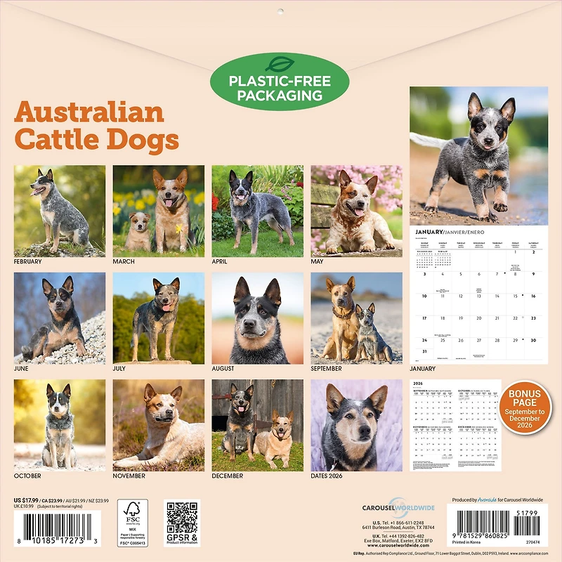 Australian Cattle Dogs 2027 Wall Calendar