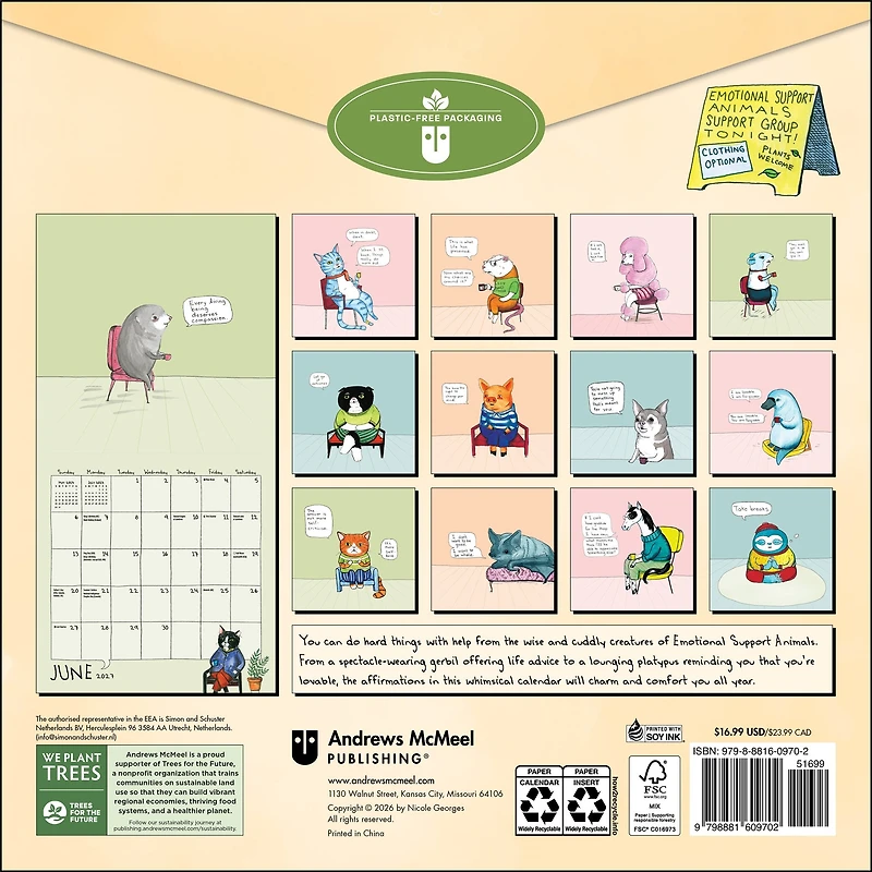 Emotional Support Animals 2027 Wall Calendar