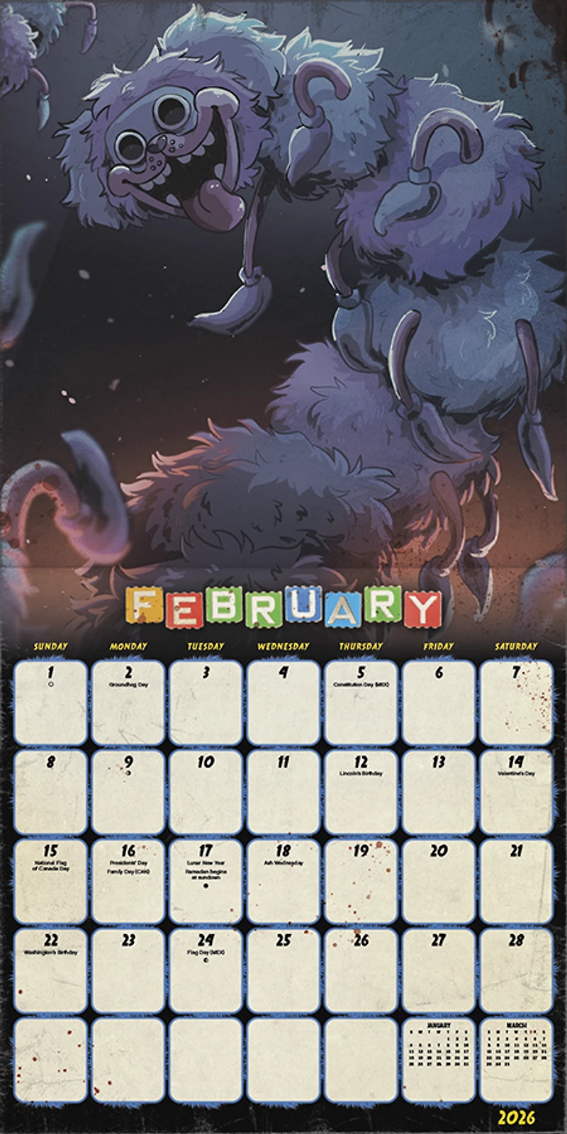 Poppy Playtime 2026 Wall Calendar - Online Only