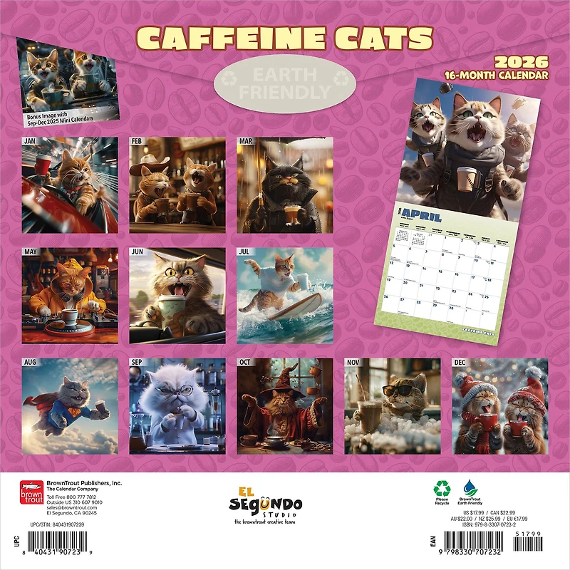 Caffeine Cats 2026 Wall Calendar - Online Only