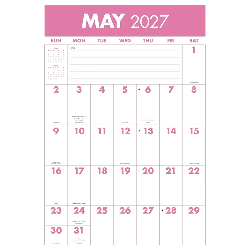 Monster Grid 2027 Wall Calendar