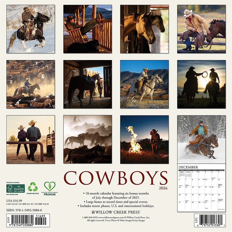 Cowboys 2026 Wall Calendar