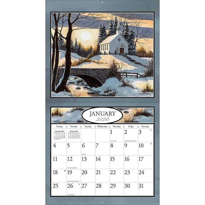 Country Churches 2026 Deluxe Wall Calendar - Online Only