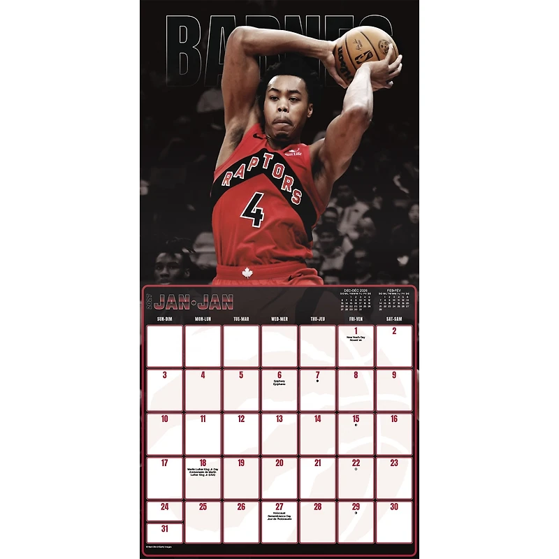 NBA Toronto Raptors 2027 Wall Calendar