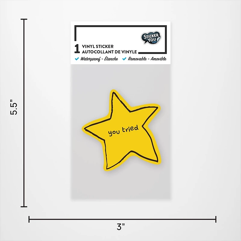You Tried Comic Sans Gold Star Vinyl Sticker