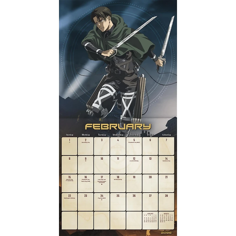 Attack On Titan 2026 Wall Calendar