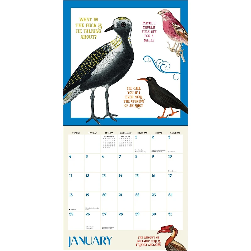 Effin' Birds 2026 Wall Calendar