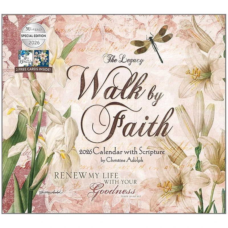 Walk By Faith 2026 Deluxe Special Edition Wall Calendar with Cards