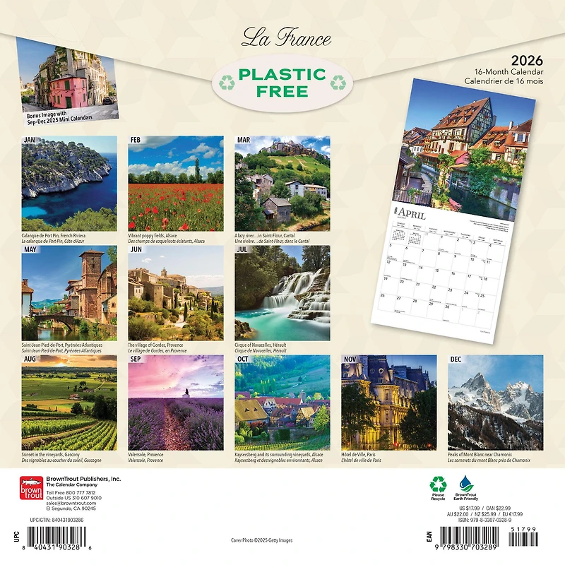 France La France Bilingual 2026 Wall Calendar - Online Only