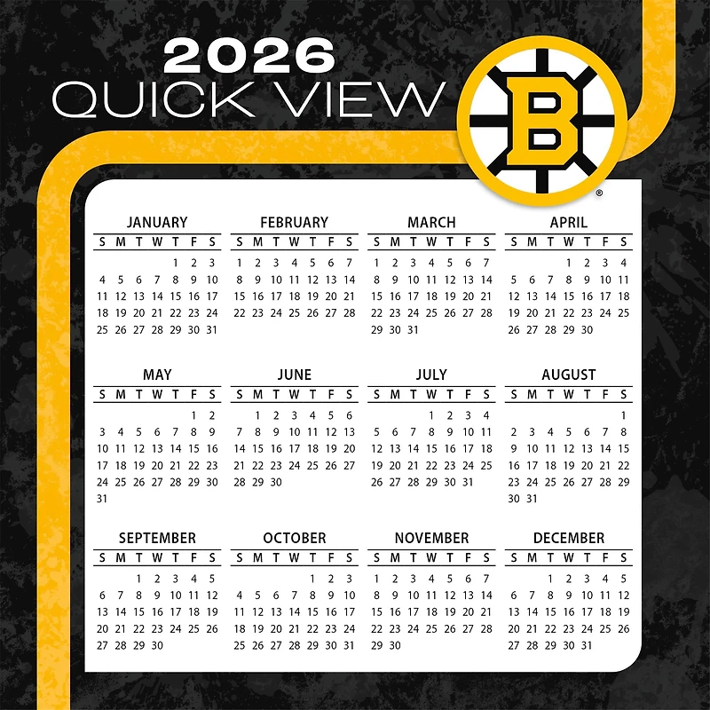NHL Boston Bruins 2026 Box Calendar