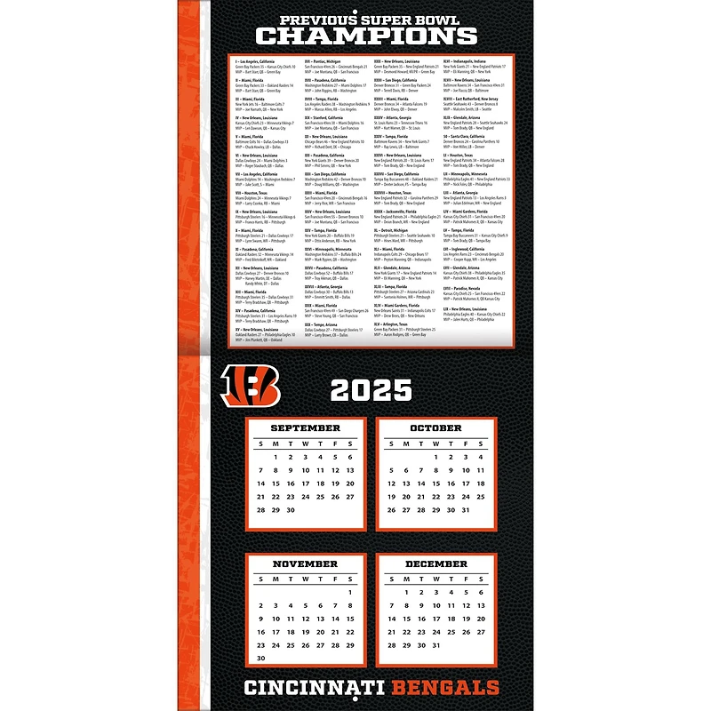 NFL Cincinnati Bengals 2026 Wall Calendar - Online Only