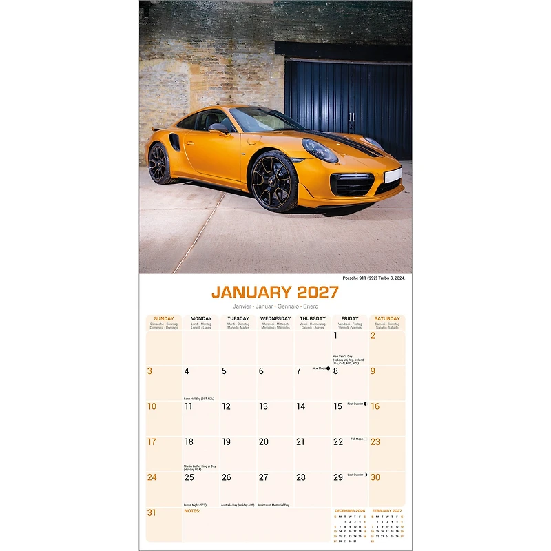Porsche 2027 Wall Calendar