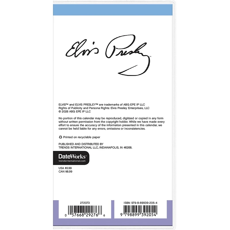 Elvis Presley 2027 2-Year Pocket Planner - Online Only