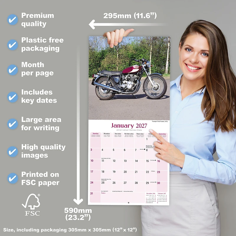 Classic British Bikes 2027 Wall Calendar