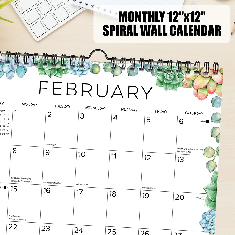 Succulents 2027 Spiral Wall Calendar