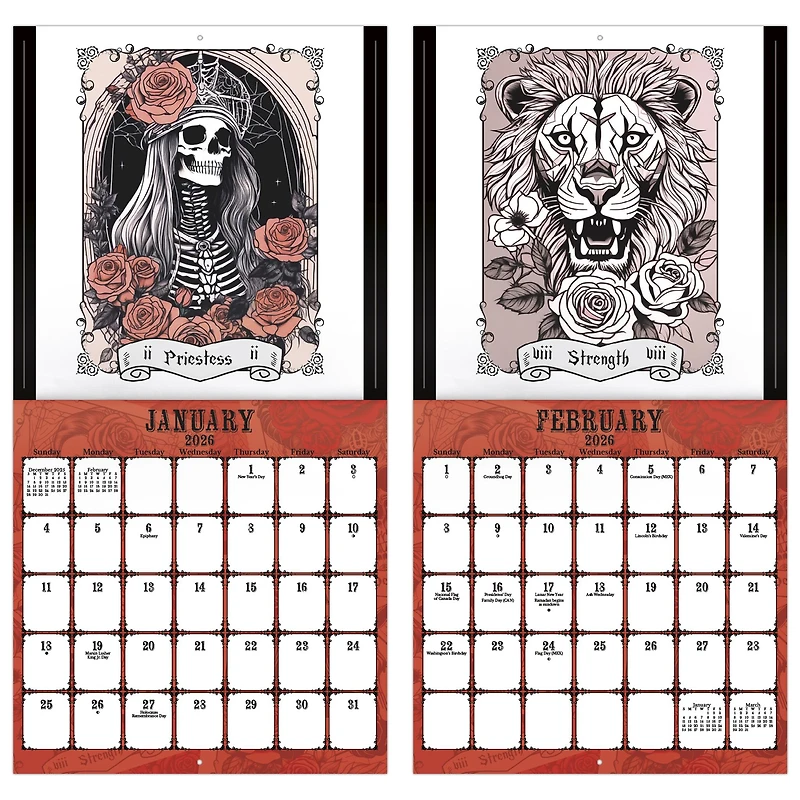 Tarot - Skulls & Roses 2026 Wall Calendar - Online Only