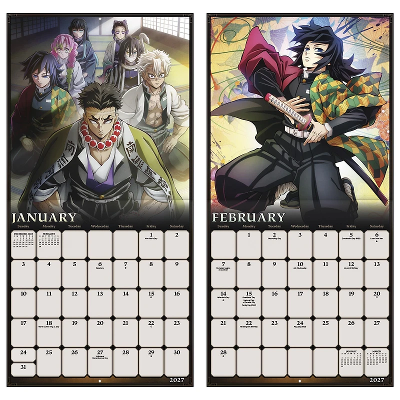 Demon Slayer Kimetsu no Yaiba 2027 Exclusive Wall Calendar with Decal