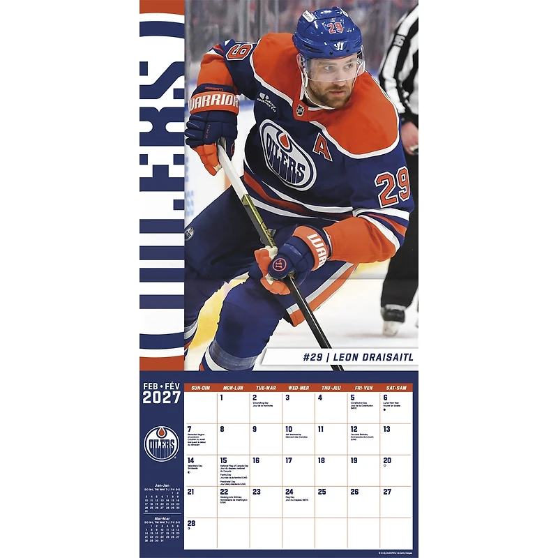 NHL Edmonton Oilers 2027 Wall Calendar