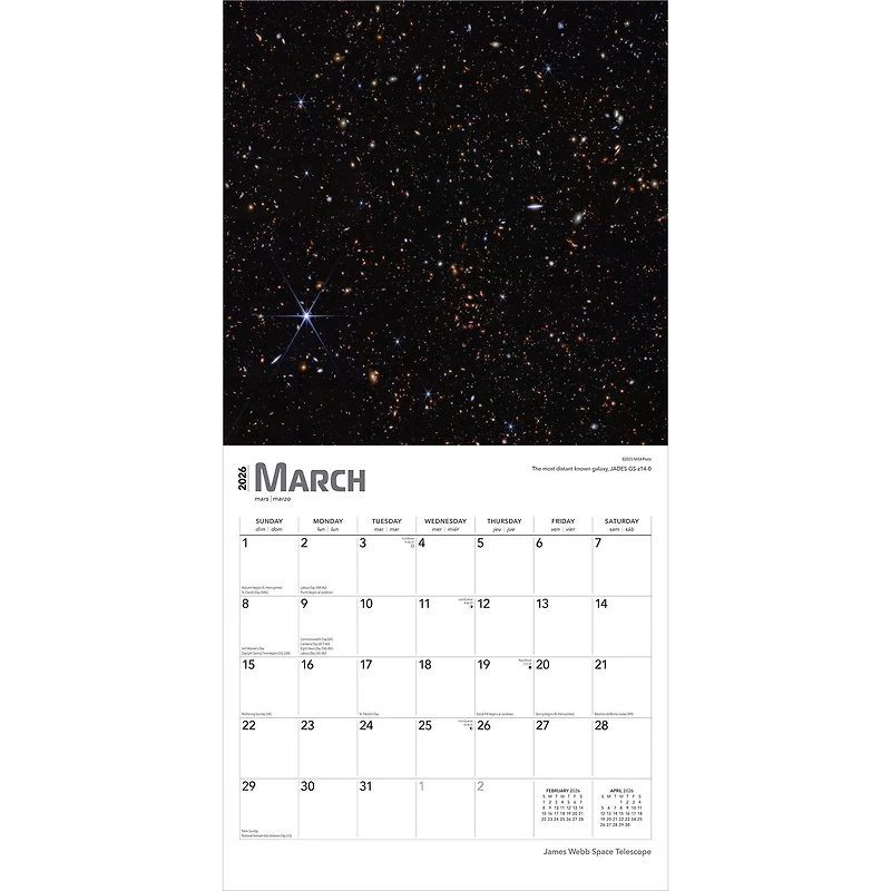 James Webb Space Telescope 2026 Wall Calendar - Online Only
