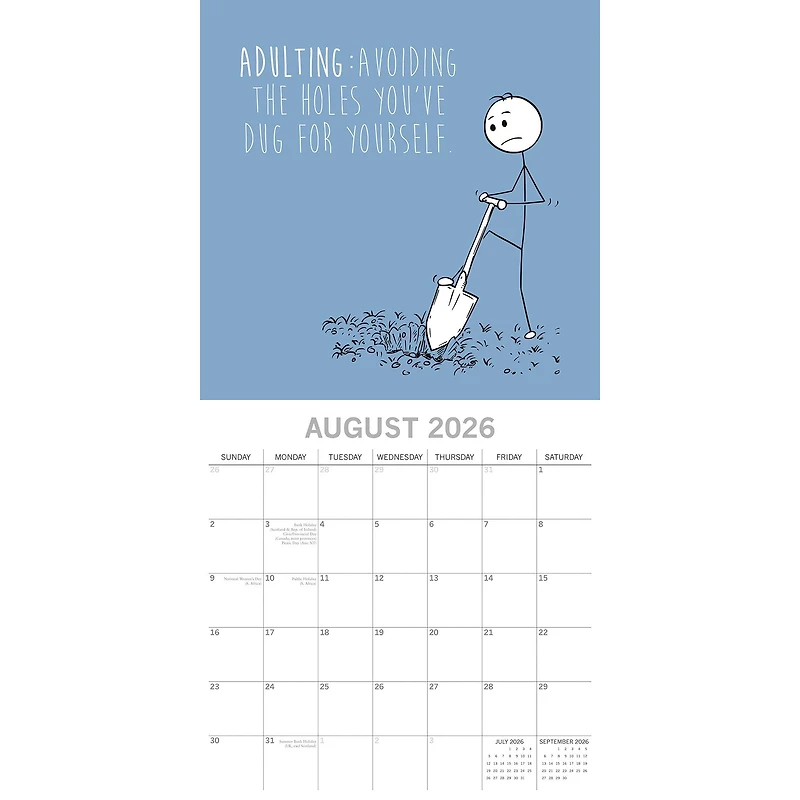 Scary Reality Of Adulting 2026 Wall Calendar