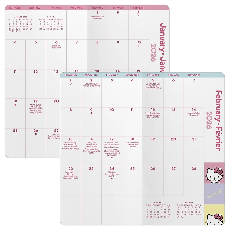 Hello Kitty Bilingual 2026 2 Yr Pocket Planner Calendar - Online Only
