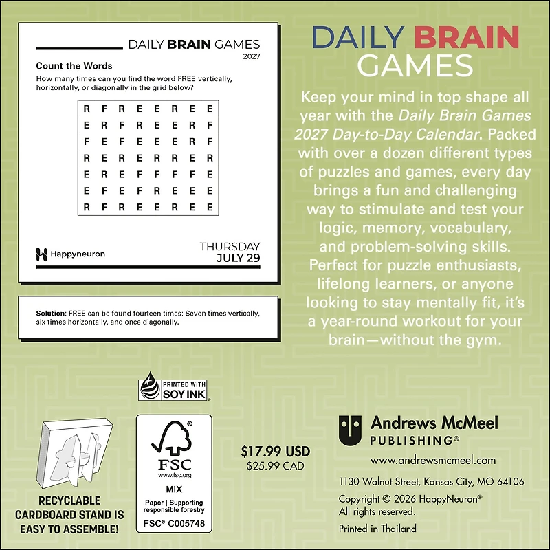 Daily Brain Games 2027 Box Calendar - Online Only